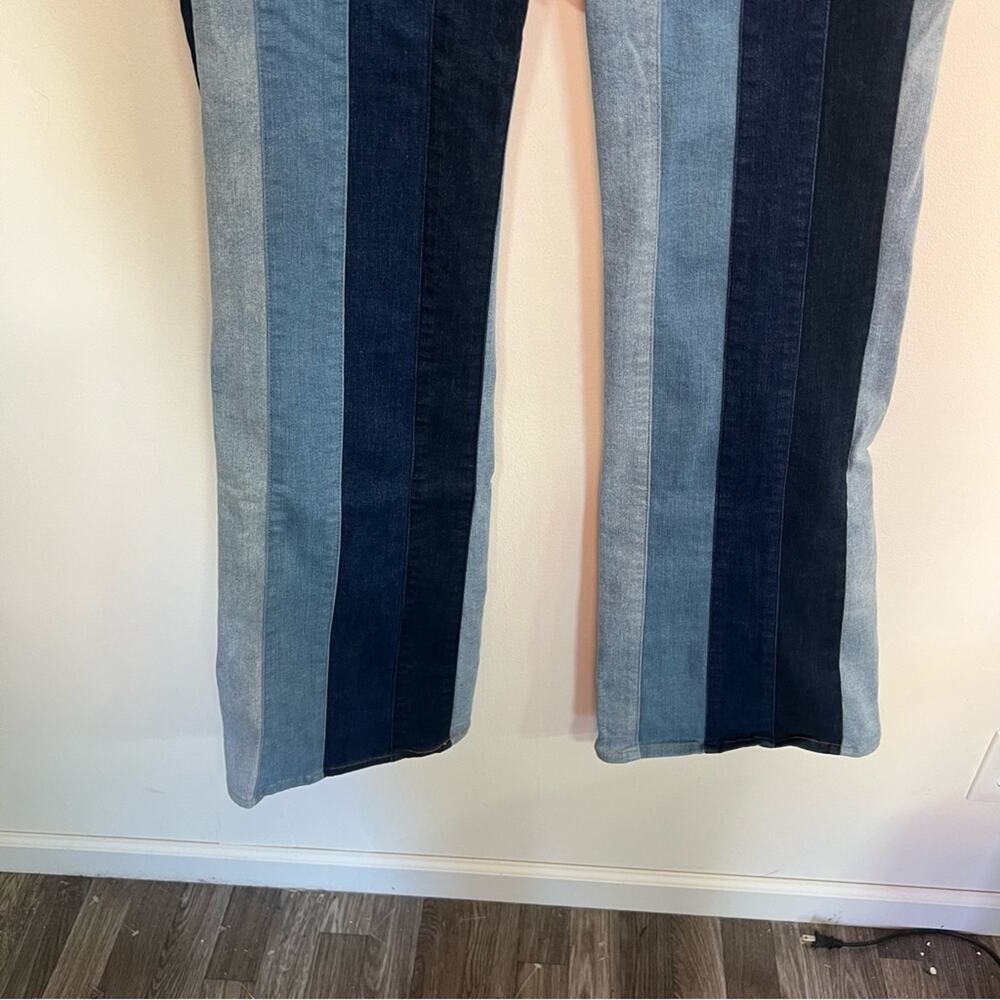 Scully Patchwork Striped Flared Jeans Woman Size 12 - Picture 4 of 8